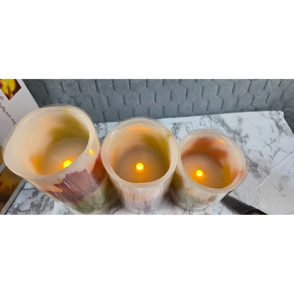 LoftLiving Three Piece LED Candle Set with Timer and Box Fall Decor‎